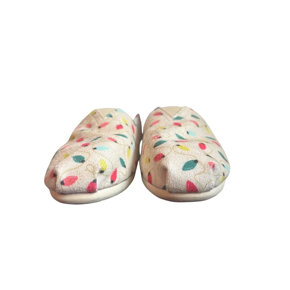 TOMS Women Christmas Lights Alpargata Canvas Slip On Shoes Cream Multi 7.5